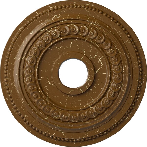 Ekena Millwork Oldham Ceiling Medallion (Canopies up to 8 5/8"), 18"OD x 3 3/8"ID x 7/8"P, Smokey Topaz Crackle CM18OL1STC - main